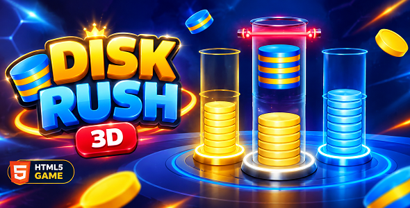 Disk Rush 3D | HTML5 Disk Stacking Arcade Game