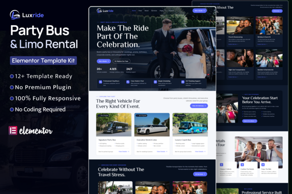 Luxride – Party Bus & Limo Rental Elementor Template Kit
