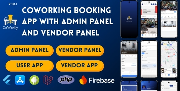Coworkly – Coworking Space Booking App with Admin Dashboard and Vendor Dashboard