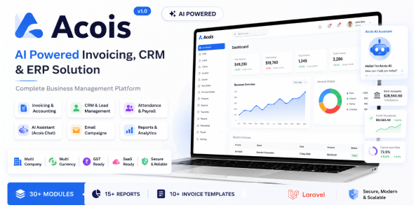 Acois– AI Powered SaaS CRM, ERP, Invoicing, Accounting & Social Media Automation