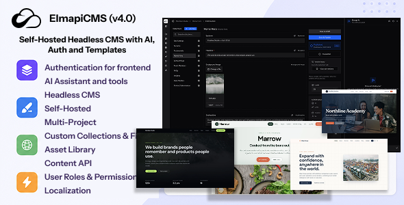 ElmapiCMS – Self-Hosted Headless CMS with AI, Auth and Templates 4.0