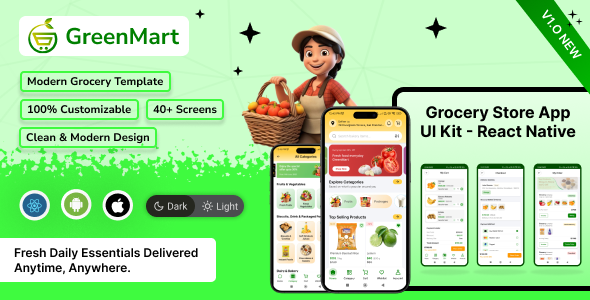 Grocery & eCommerce Mobile App Template (React Native + iOS + Android)