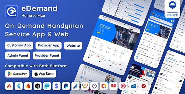 eDemand – Multi Vendor On-Demand Handyman Service App with Flutter & Web Version with PWA Support  5.2.0